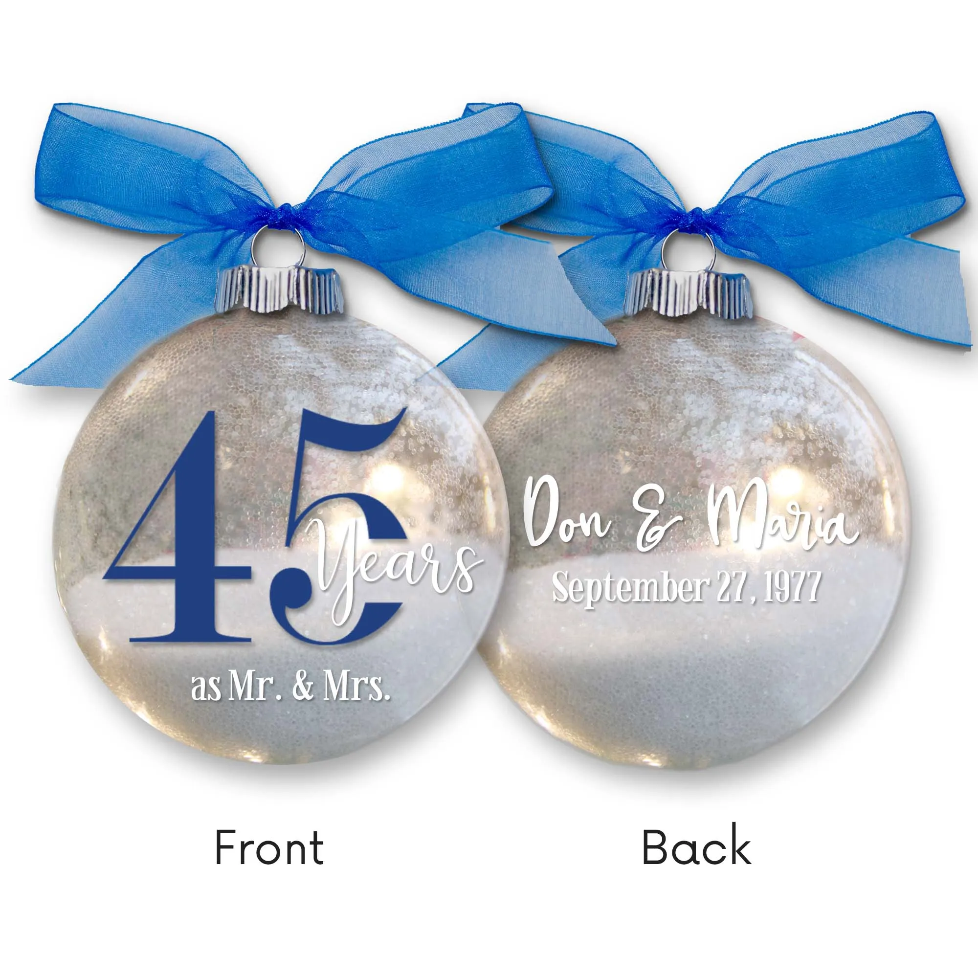 45th Wedding Anniversary Glitter Christmas Ornament