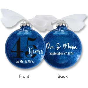 45th Wedding Anniversary Glitter Christmas Ornament