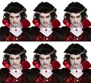 6x Vampire Wigs for Men - Two-Tone Black Wig with White Streaks - Halloween Spooky Scary Fancy Dress Party Costume Accessories  Product Description: