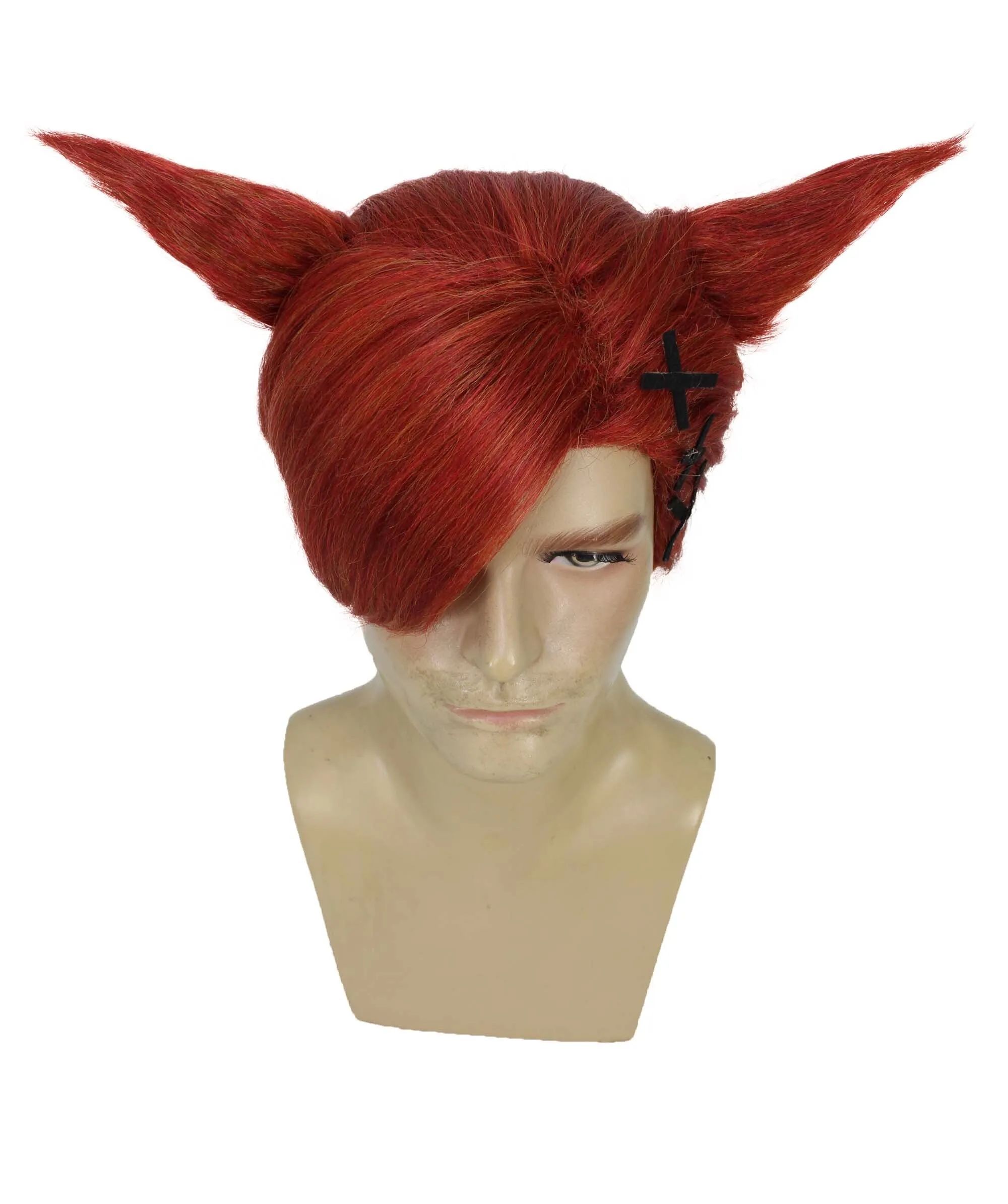 Adult Men's Crystal Gurdian Crimson Horn Game Wig | Best for Halloween | Flame-retardant Synthetic Fiber