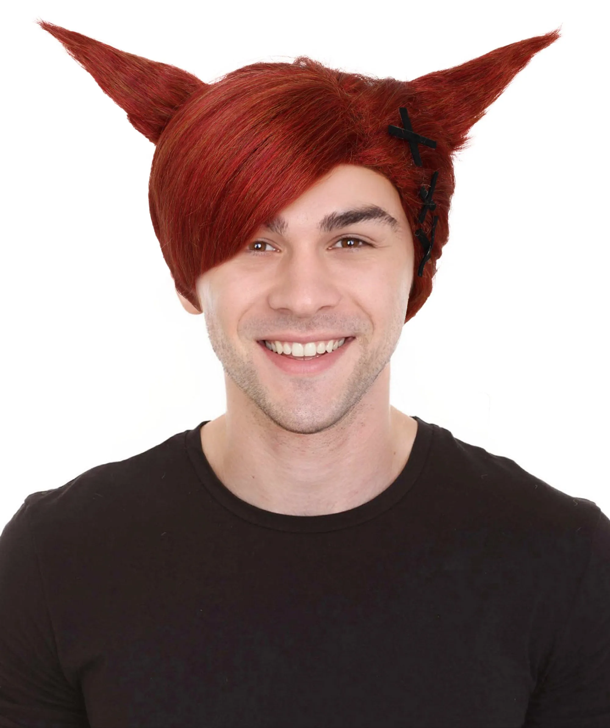 Adult Men's Crystal Gurdian Crimson Horn Game Wig | Best for Halloween | Flame-retardant Synthetic Fiber