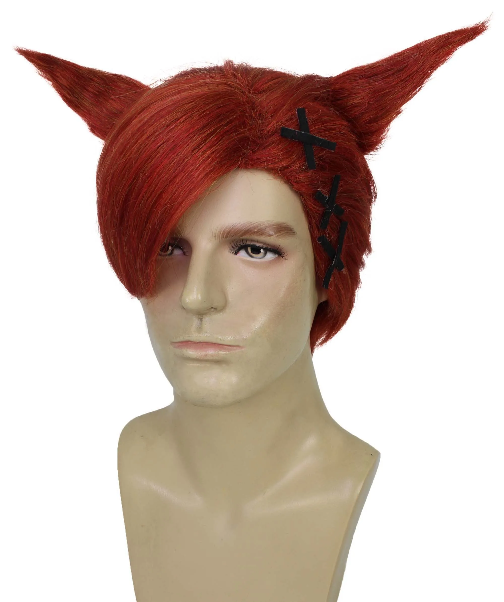 Adult Men's Crystal Gurdian Crimson Horn Game Wig | Best for Halloween | Flame-retardant Synthetic Fiber