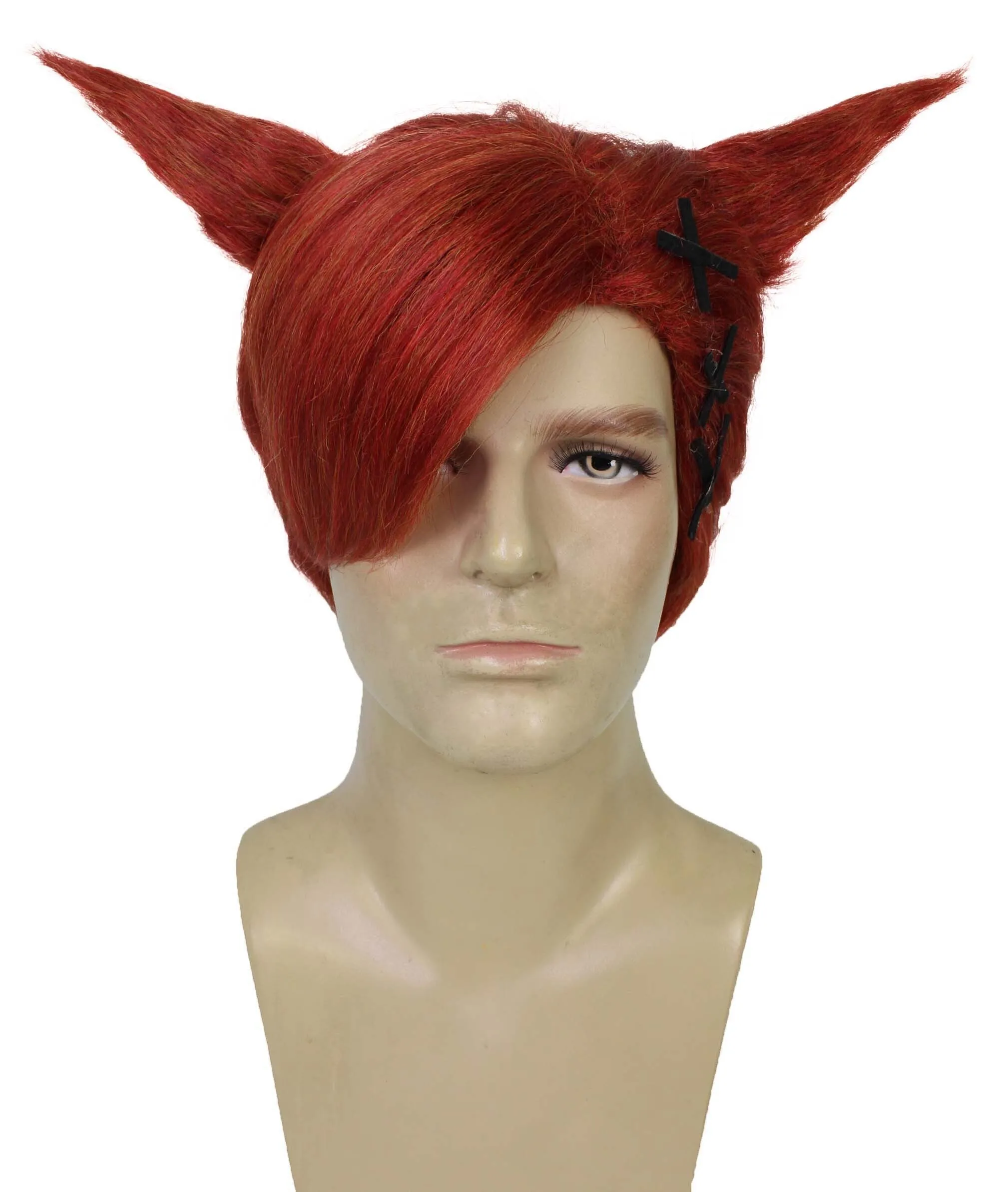 Adult Men's Crystal Gurdian Crimson Horn Game Wig | Best for Halloween | Flame-retardant Synthetic Fiber