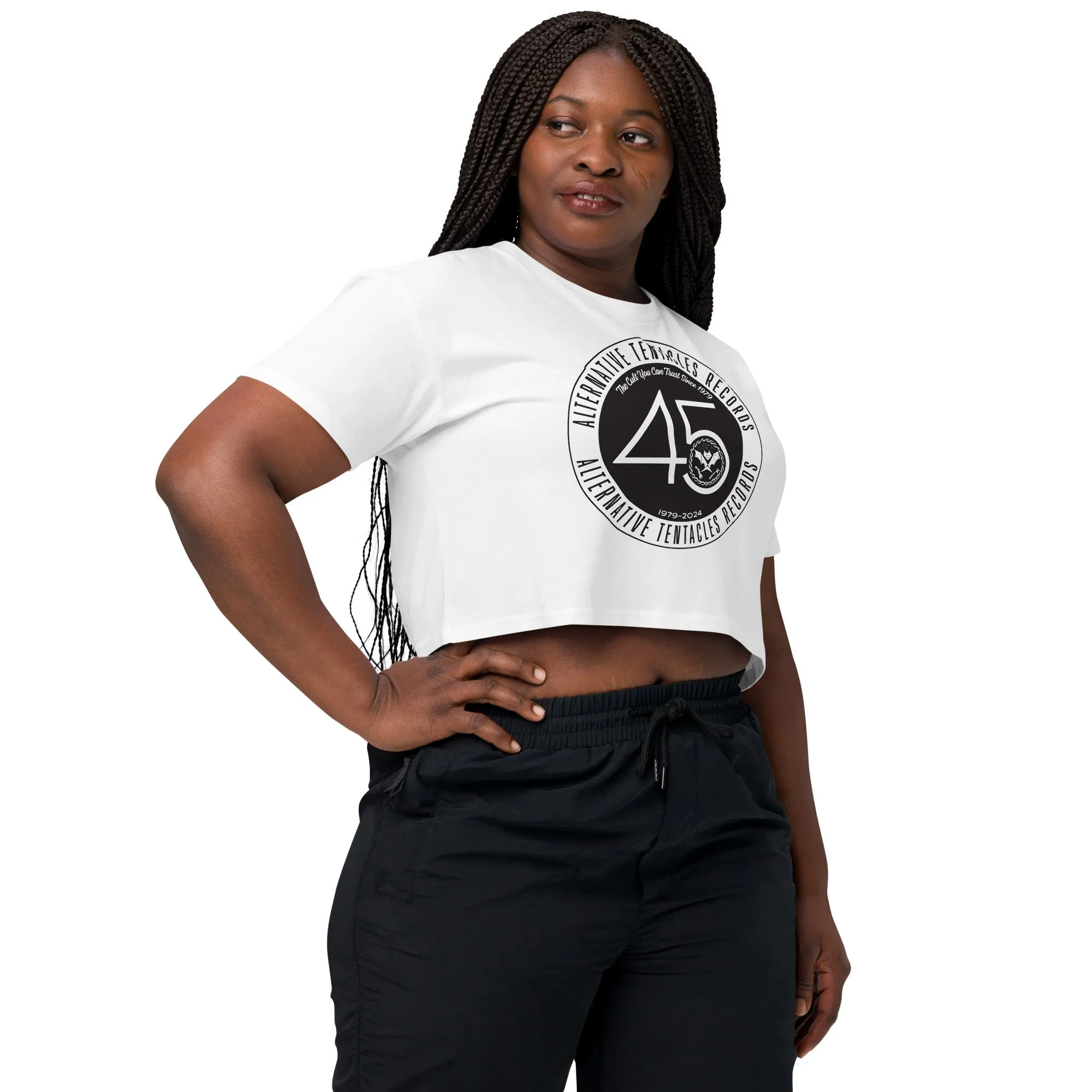 Alternative Tentacles 45th Anniversary - Black on White Women’s Crop Top