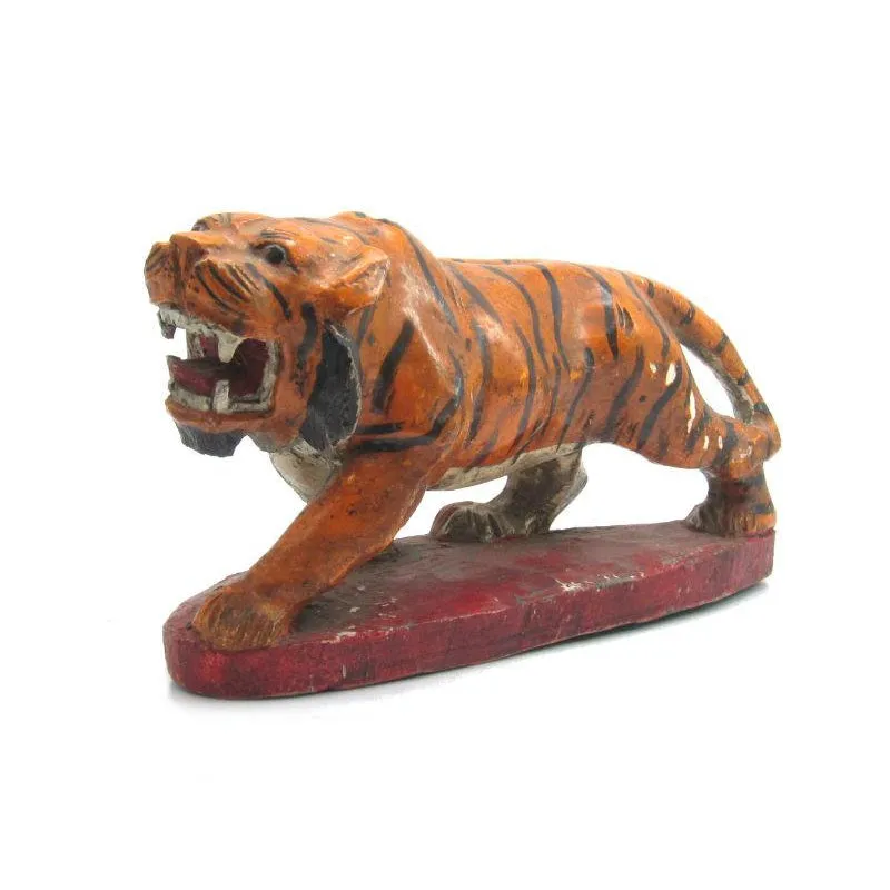 Antique Northern Thailand/ Burma Border Tiger Temple Guardian Figure -04