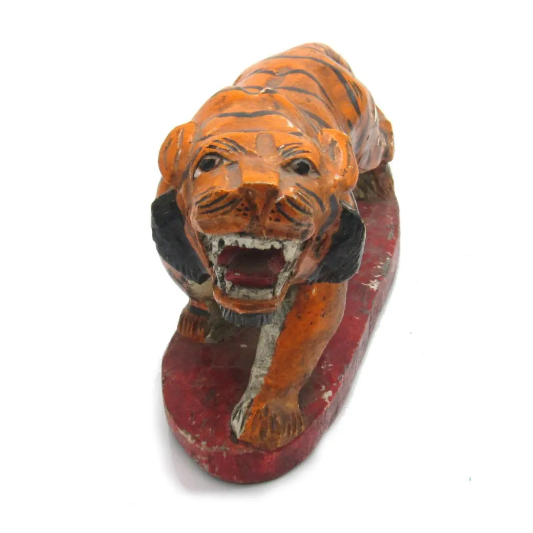 Antique Northern Thailand/ Burma Border Tiger Temple Guardian Figure -04