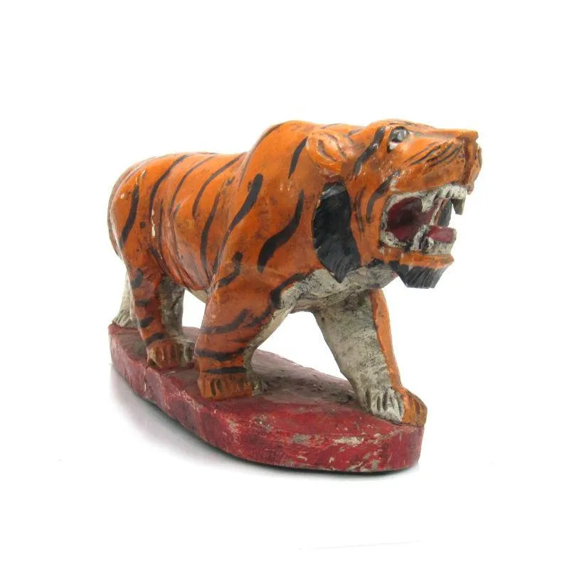 Antique Northern Thailand/ Burma Border Tiger Temple Guardian Figure -04