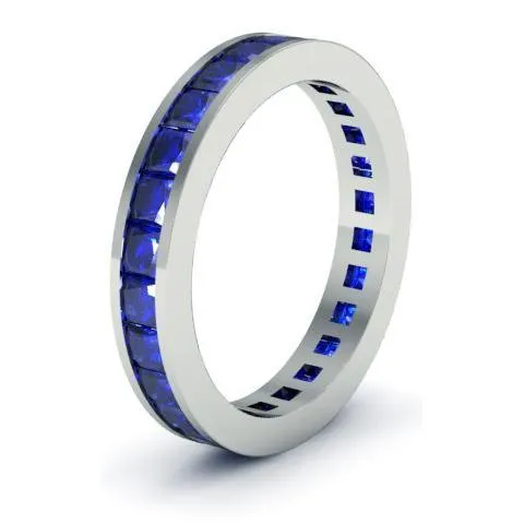 Blue Sapphire Eternity Anniversary Ring