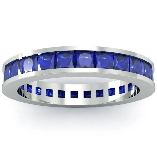 Blue Sapphire Eternity Anniversary Ring