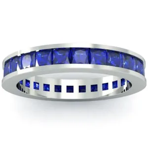 Blue Sapphire Eternity Anniversary Ring