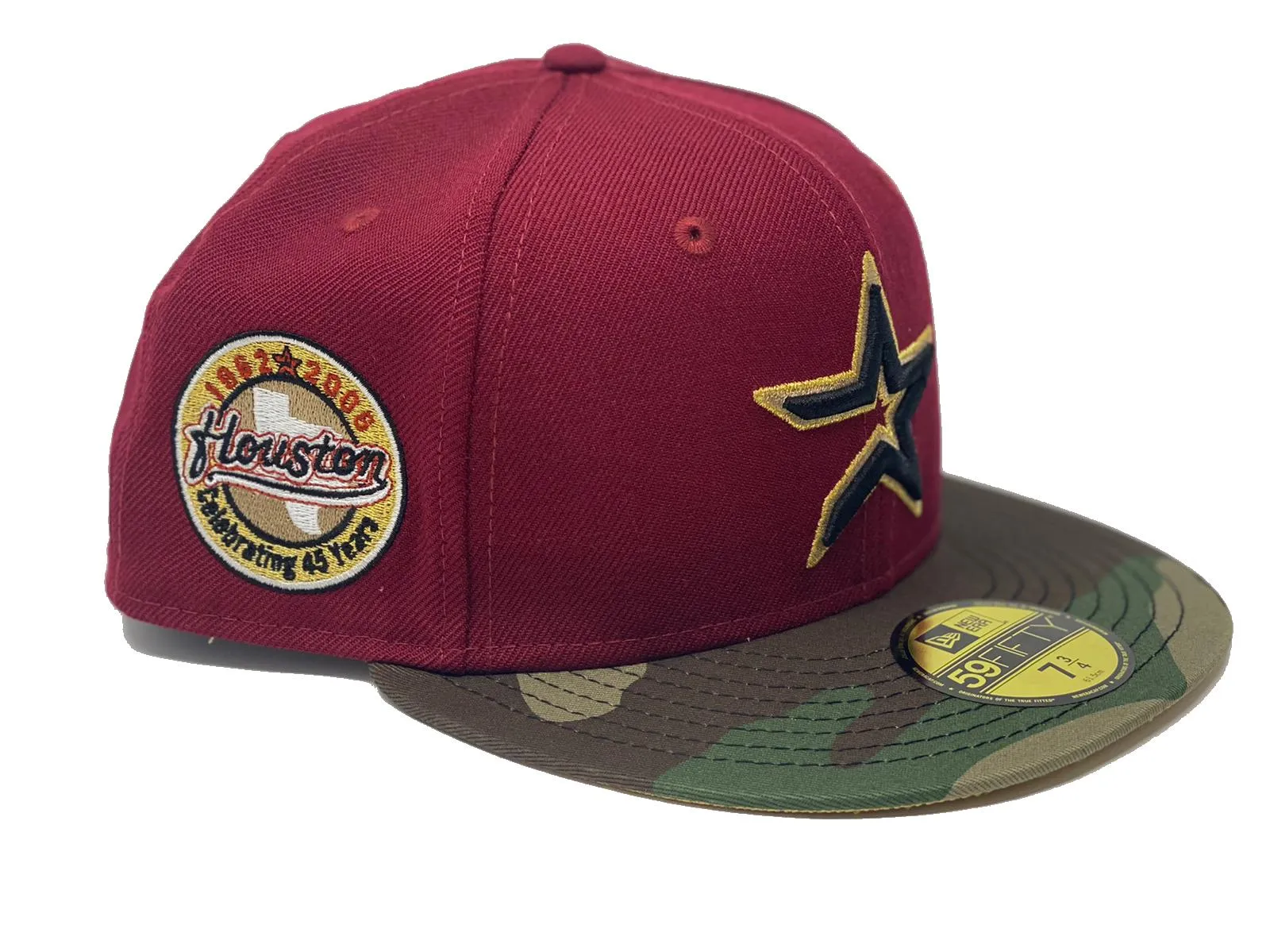 HOUSTON ASTRO 45TH ANNIVERSARY BLACK WOODLAND CAMO BRIM NEW ERA FITTED HAT