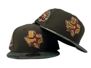 Houston Astros 45th Anniversary Brown Woodland Camouflage Visor Gray Brim New Era Fitted Hat