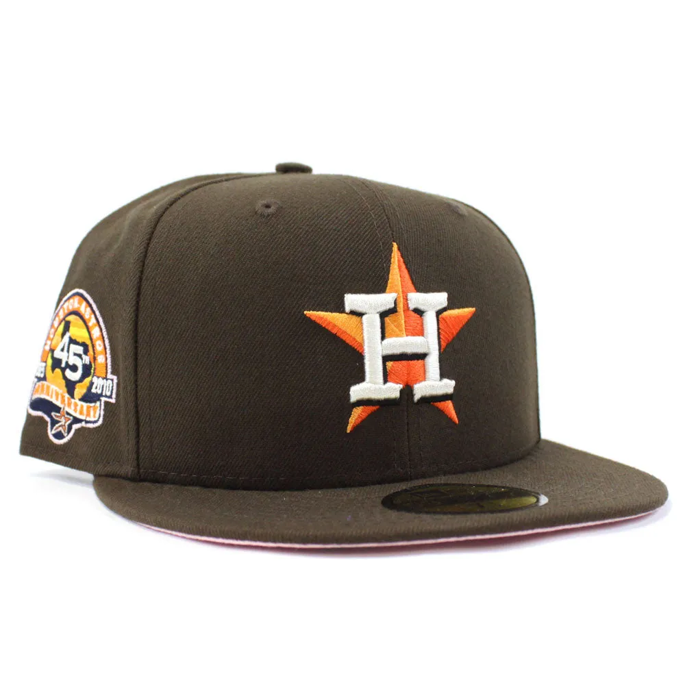 Houston Astros 45TH ANNIVERSARY New Era 59Fifty Fitted Hat (Brown PINK Under Brim)