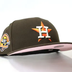 Houston Astros 45TH ANNIVERSARY New Era 59Fifty Fitted Hat (Brown PINK Under Brim)