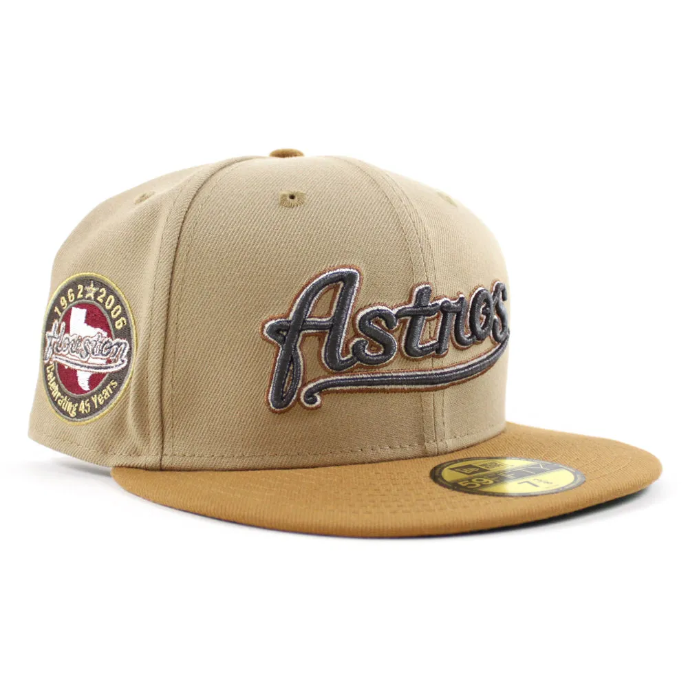 Houston Astros 45Th Anniversary New Era 59Fifty Fitted Hat (Camel Bronze Green Under Brim)