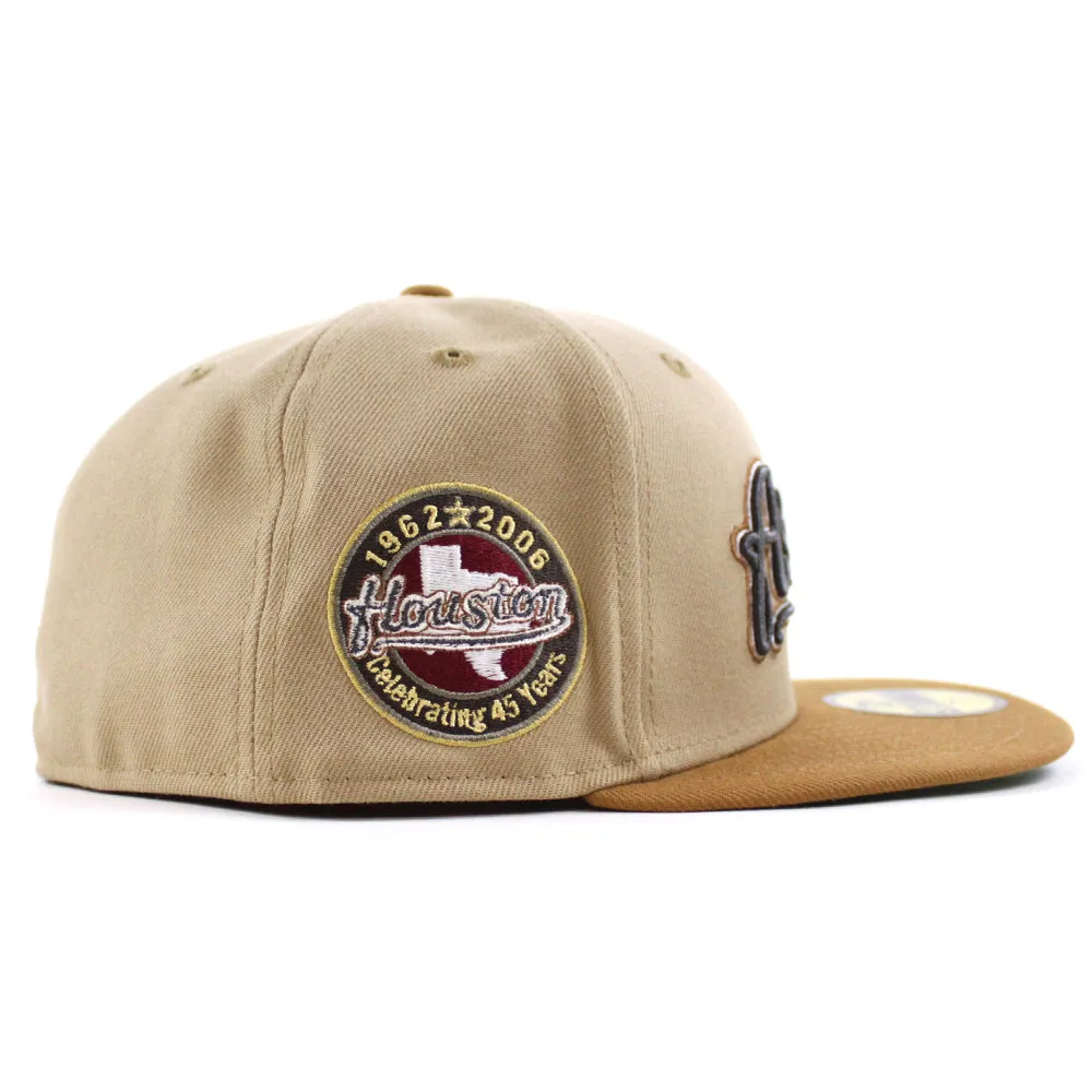 Houston Astros 45Th Anniversary New Era 59Fifty Fitted Hat (Camel Bronze Green Under Brim)