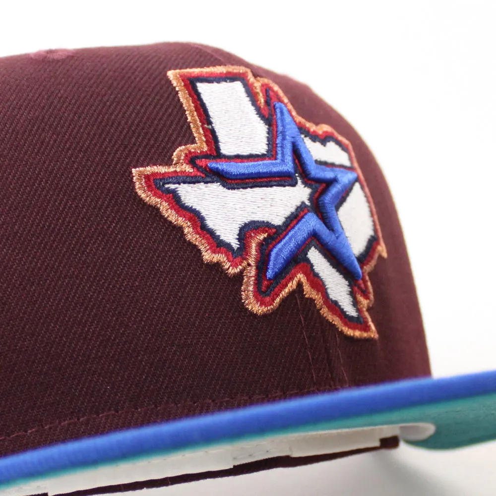 Houston Astros 45TH ANNIVERSARY New Era 59Fifty Fitted Hat (Maroon Azure Aqua Under Brim)