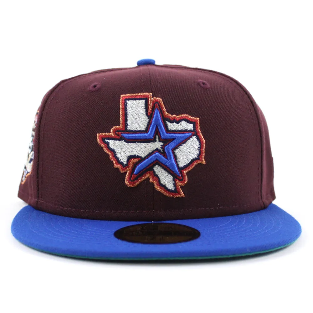 Houston Astros 45TH ANNIVERSARY New Era 59Fifty Fitted Hat (Maroon Azure Aqua Under Brim)