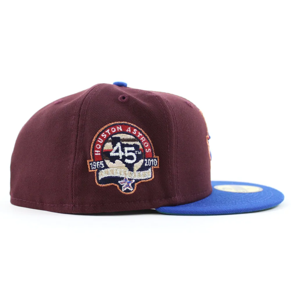 Houston Astros 45TH ANNIVERSARY New Era 59Fifty Fitted Hat (Maroon Azure Aqua Under Brim)