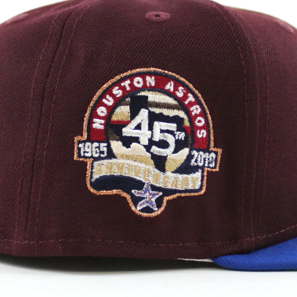 Houston Astros 45TH ANNIVERSARY New Era 59Fifty Fitted Hat (Maroon Azure Aqua Under Brim)