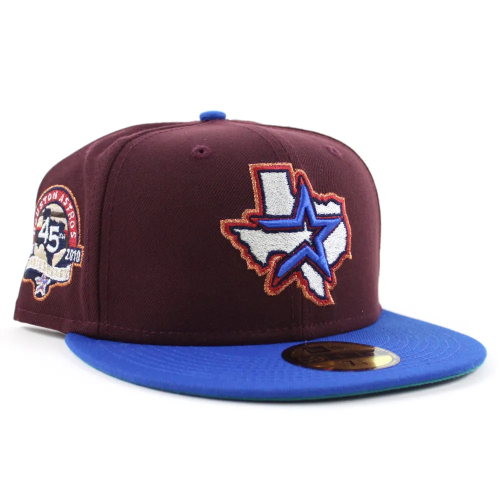 Houston Astros 45TH ANNIVERSARY New Era 59Fifty Fitted Hat (Maroon Azure Aqua Under Brim)