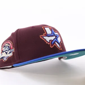 Houston Astros 45TH ANNIVERSARY New Era 59Fifty Fitted Hat (Maroon Azure Aqua Under Brim)