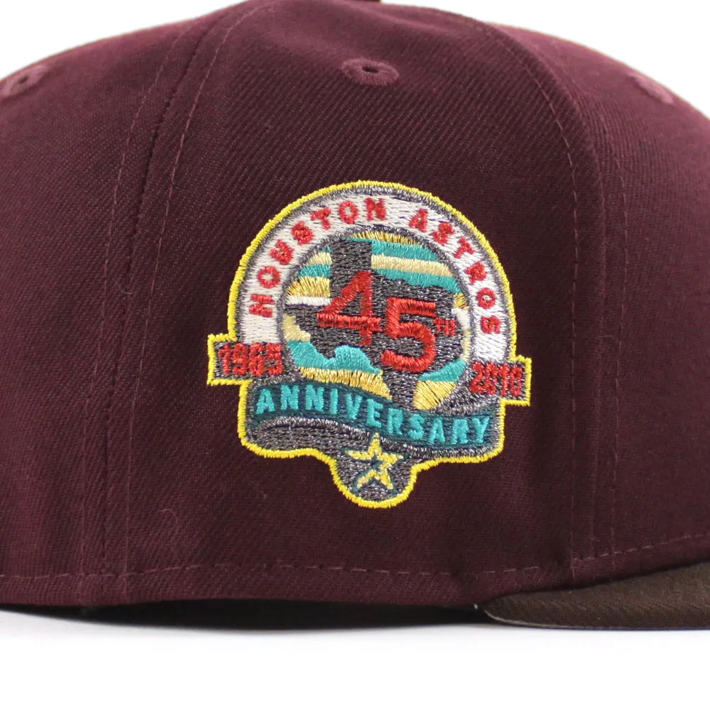 Houston Astros 45Th Anniversary New Era 59Fifty Fitted Hat (Maroon Burnt Wood and Gray Under Brim)