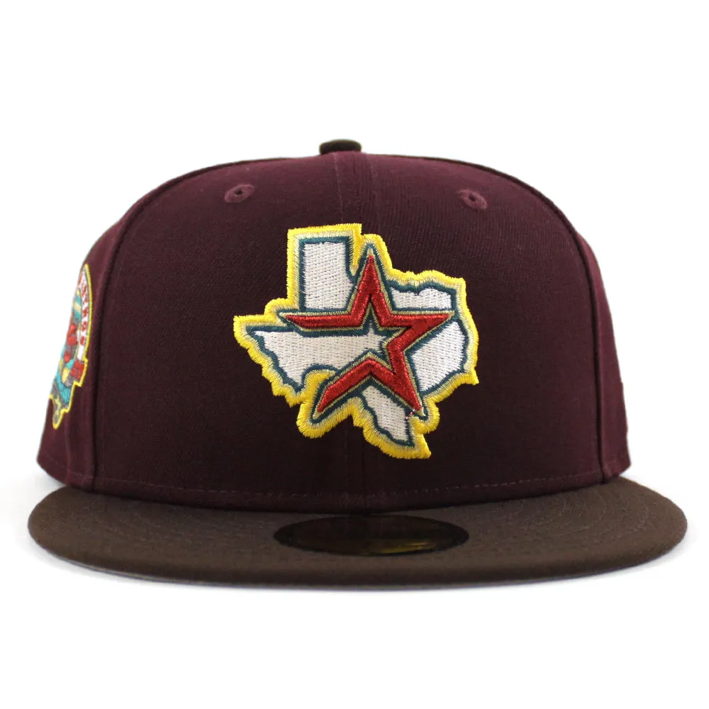 Houston Astros 45Th Anniversary New Era 59Fifty Fitted Hat (Maroon Burnt Wood and Gray Under Brim)