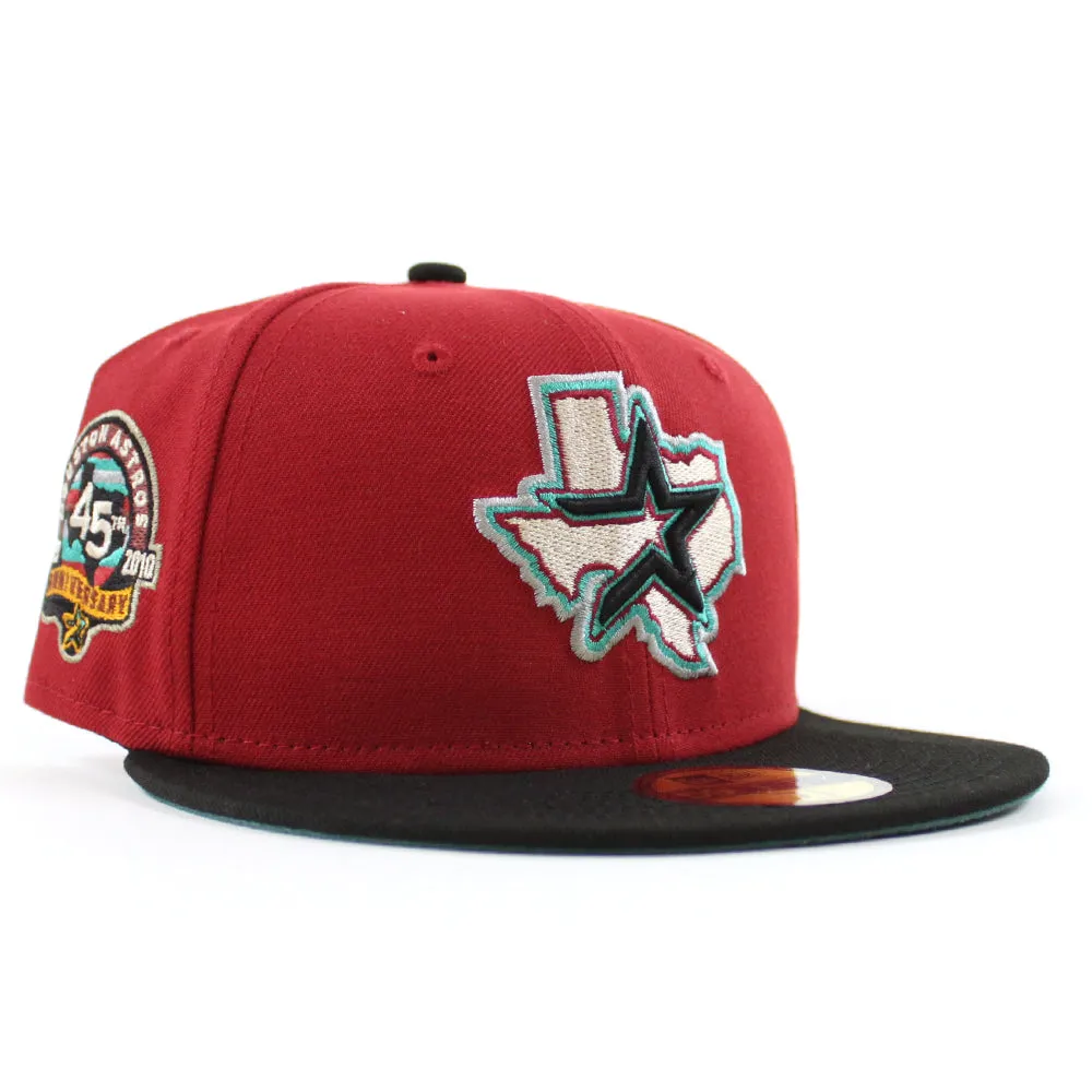 Houston Astros 45th Anniversary New Era 59Fifty Fitted Hat (Pinot Red Black and Pine Green Under Brim)