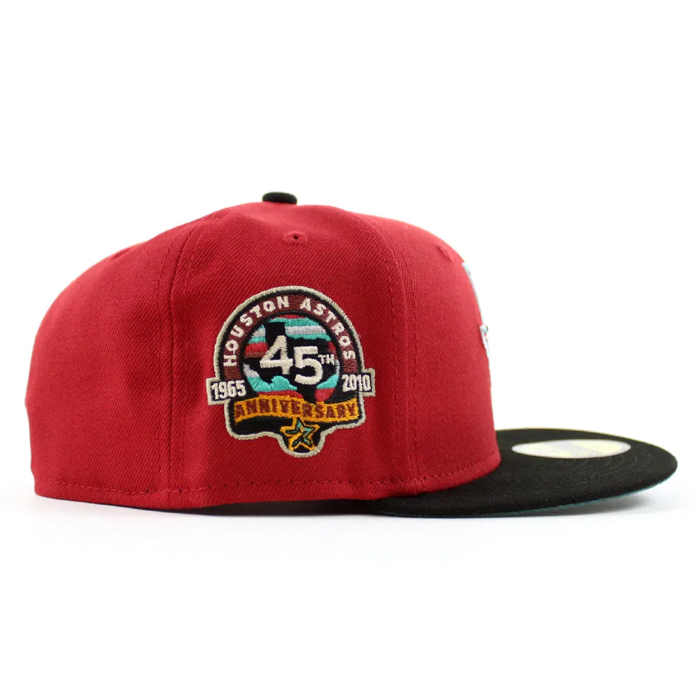 Houston Astros 45th Anniversary New Era 59Fifty Fitted Hat (Pinot Red Black and Pine Green Under Brim)