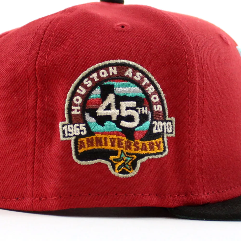 Houston Astros 45th Anniversary New Era 59Fifty Fitted Hat (Pinot Red Black and Pine Green Under Brim)