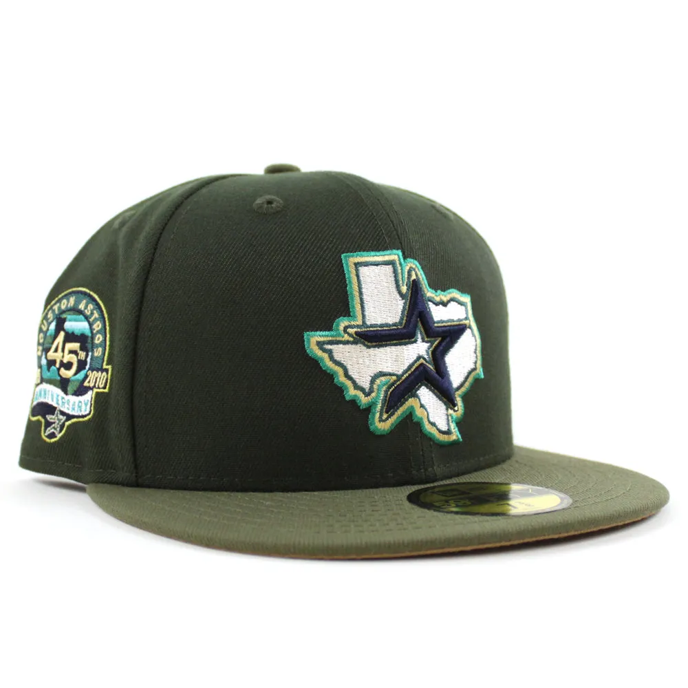 Houston Astros 45Th Anniversary  New Era 59Fifty Fitted Hat (Seaweed Olive Khaki Under Brim)