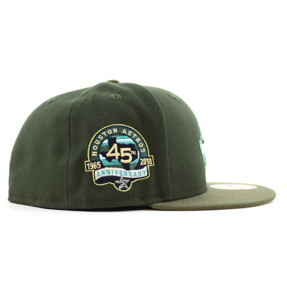 Houston Astros 45Th Anniversary  New Era 59Fifty Fitted Hat (Seaweed Olive Khaki Under Brim)