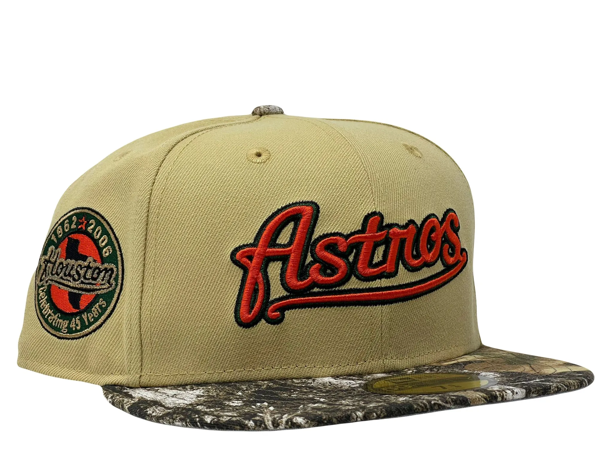 HOUSTON ASTROS 45TH ANNIVERSARY "REAL TREE COLLECTION" GRAY BRIM NEW ERA FITTED HAT