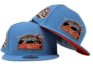 HOUSTON ASTROS 45TH ANNIVERSARY "SKY BLUE PACK" ORANGE BRIM NEW ERA FITTED HAT