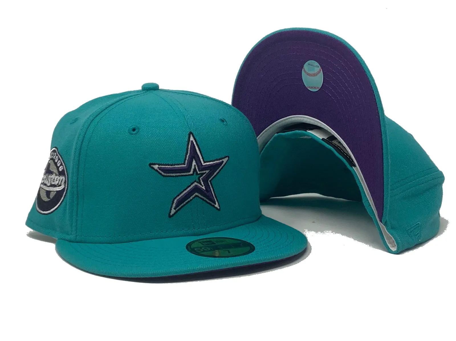 HOUSTON ASTROS 45TH ANNIVERSARY TEAL PURPLE BRIM NEW ERA FITTED HAT