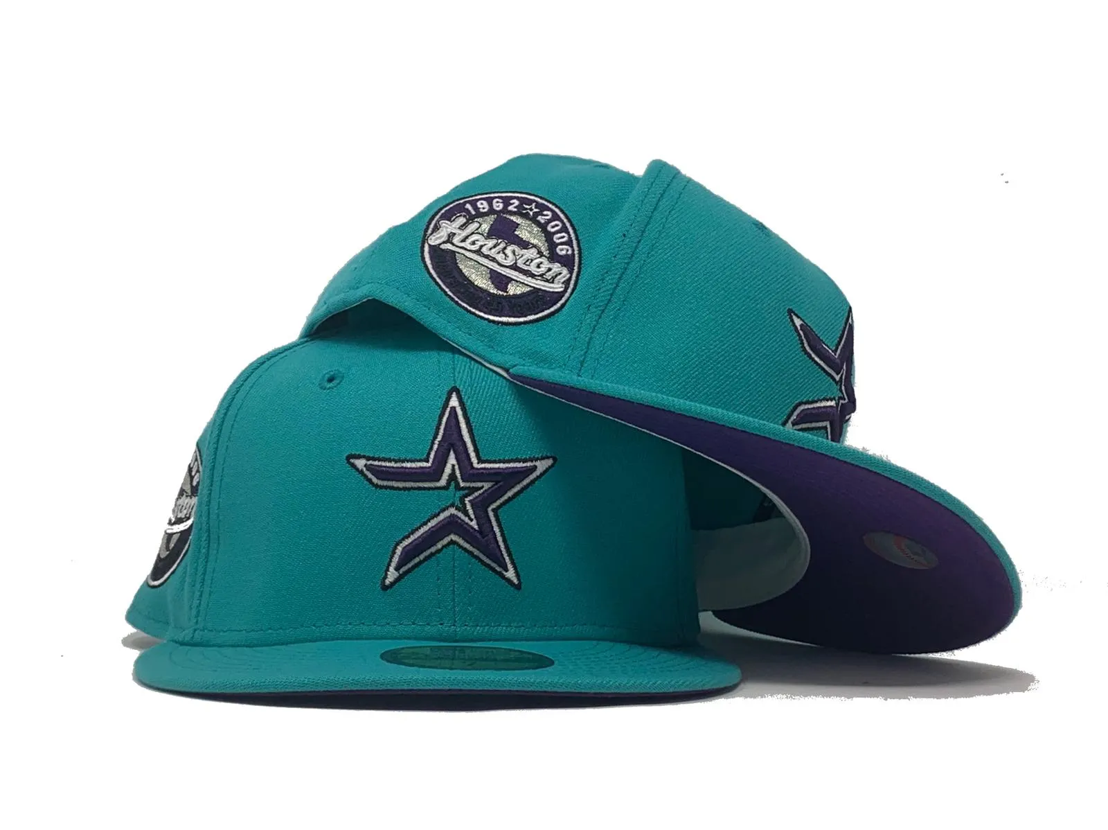 HOUSTON ASTROS 45TH ANNIVERSARY TEAL PURPLE BRIM NEW ERA FITTED HAT