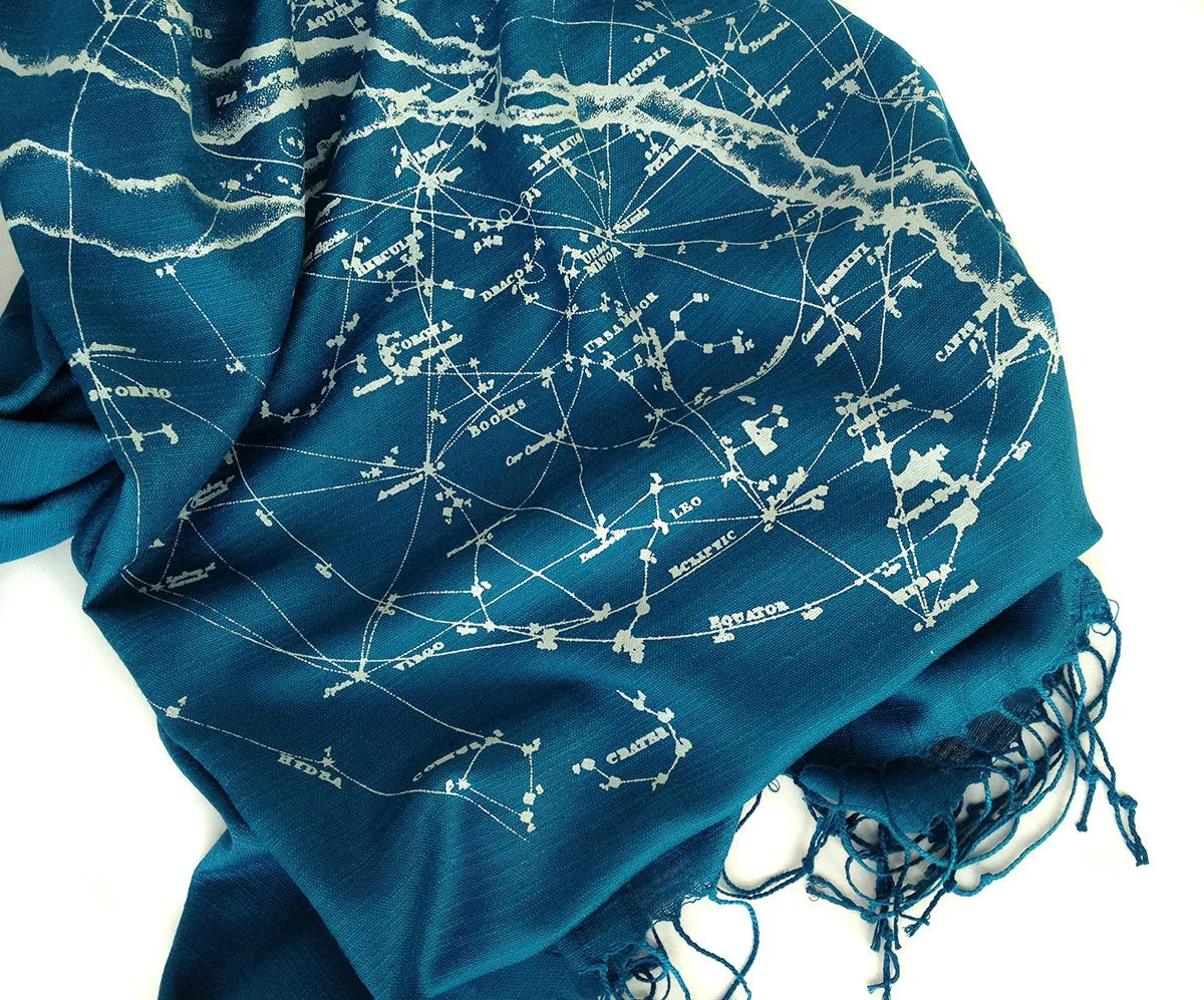 Milky Way Star Chart Scarf, bamboo pashmina