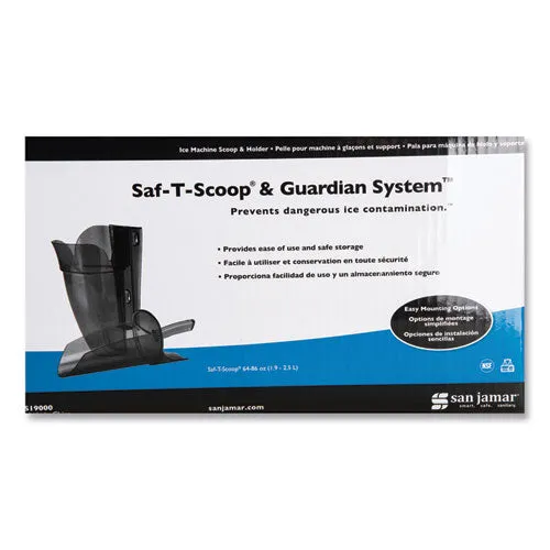 Saf-t-scoop And Guardian System For Ice Machines, 64-86 Oz, Transparent Blue