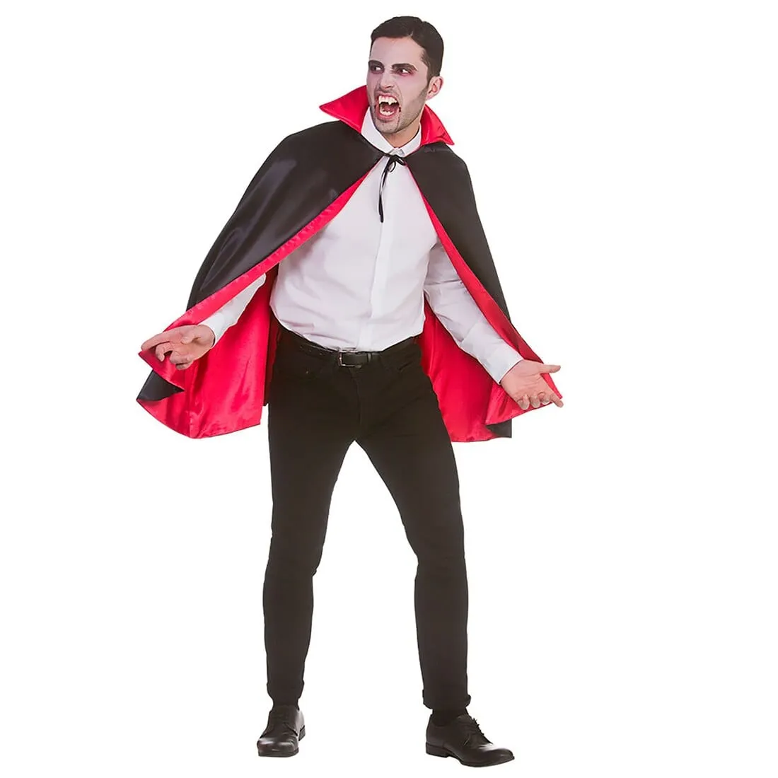 Super Deluxe Black Satin Vampire Cape Red Lining 80/140cm