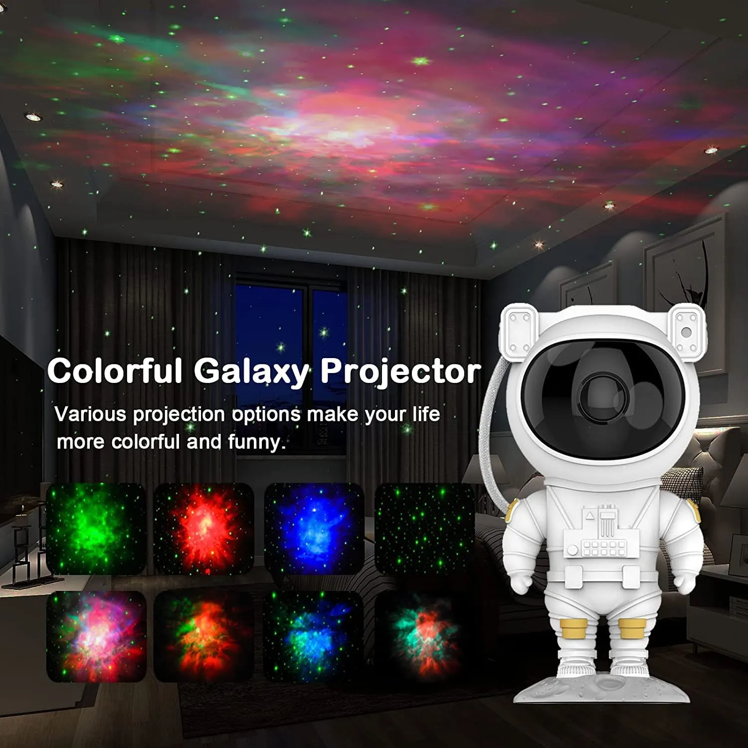 Xergy Astronaut Starry Projector 360° Adjustable Galaxy Projector Light with Remote Control Spaceman Night Light Suitable for Gaming Room, Home Theater, Kids Adult Bedroom, Birthday